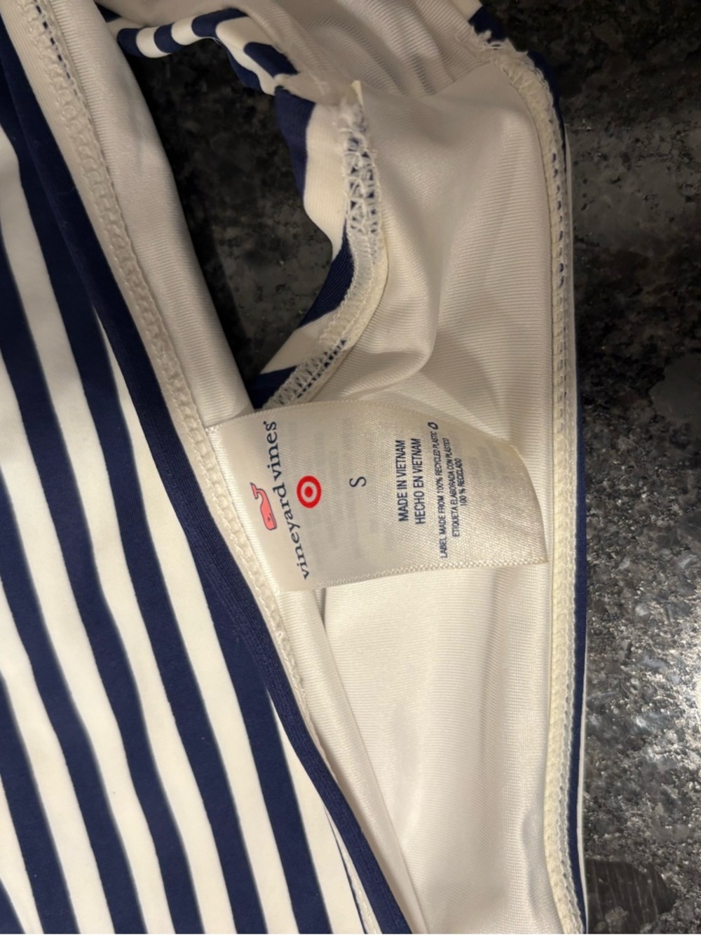 Vineyard Vines Navy and White Striped Girls Bikini Set - Picture 2 of 3